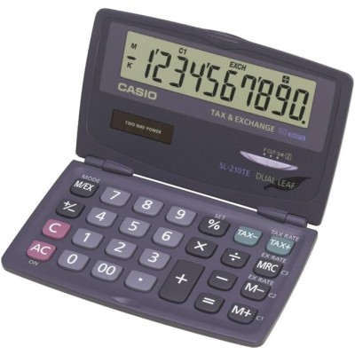 Casio SL-210TE Calculatrice de Poche Anthracite Ecran: 10 solaire, à Pile(s) (l x H x P) 120 x 12.5 x 73 mm